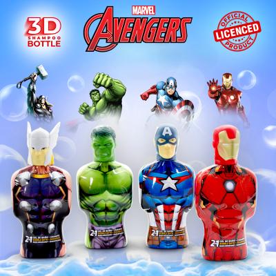 Marvel Avengers 4 Assorted Models of Ironman, Captain America, Thor, and Hulk 3D Figure 2-in-1 Bubble Bath & Shampoo for Kids - 350 ml per Bottle (Pack of 4 Characters)