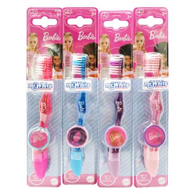 Barbie Flashing Toothbrush for Kids with 1 Minute Flashing Light and Soft Rounded Bristles for Children Ages 3+ (Any 1 of 4 Designs)