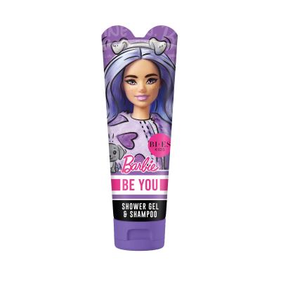 Barbie 2-in-1 Shower Gel & Shampoo for Kids & Adults – Vegan, 98% Natural, with Aloe & Chamomile, Gentle Cleanser for Soft Skin & Hair, Mild Scent, 240ml