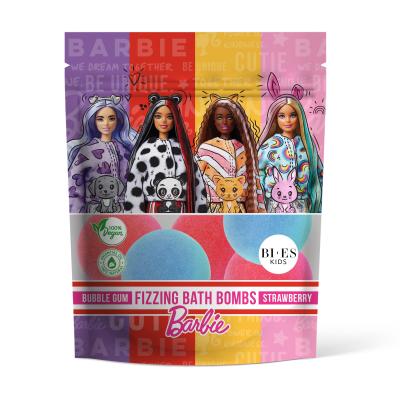 Barbie Fizzy Bath Bomb Set for Kids, Bubble Gum & Strawberry Flavour, Vegan & 100% Natural | Pack of 6, 55 gram Each