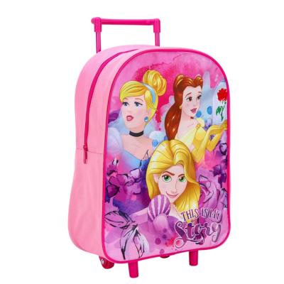 Disney Princess Kids Foldable Trolley Backpack - Lightweight Luggage Cabin Bag Ideal for Travel, Holidays & School Trips