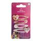 Disney Princess Glittered Hair Snap Clips for Girls, 2 Inch Metal Non-Slip Clips with Two Decorative Charms, Stylish Hair Accessories, 4 Hair Clips