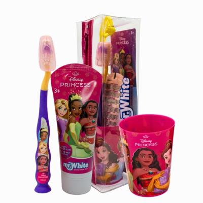 Disney Princess   Kids Toothbrush Set - Soft-Bristle Toothbrush with Suction Cup & Protective Cap, Mint-Flavoured Toothpaste, and Multi-Purpose Beaker | Travel-Ready Oral Care Kit for Children Ages 3+