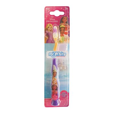 Disney Princess Kids Toothbrush with Suction Cup & Travel Cap – BPA-Free, Soft Bristles for Children Aged 3-12