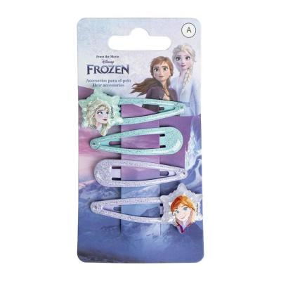 Disney Frozen Glittered Hair Snap Clips for Girls, 2 Inch Metal Non-Slip Clips with Two Decorative Charms, Stylish Hair Accessories, 4 Hair Clips
