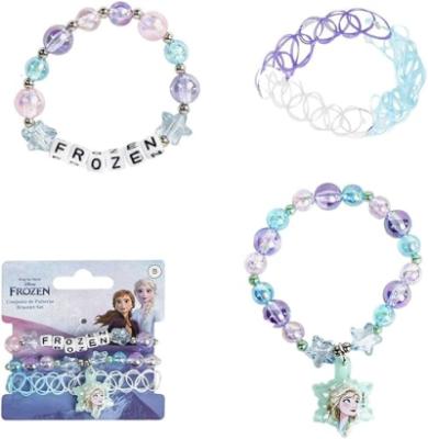 Disney Frozen Kids Bracelet Gift Set – 3 Cute & Stylish Bracelets for Girls – Charm, Engraved & Stretchy Elastic Bracelets – Cute Jewellery Gift for Birthdays, Holidays & Everyday Wear