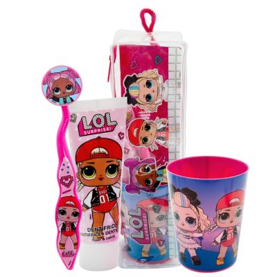 Lol Surprise Dolls Kids Toothbrush Set - Soft-Bristle Toothbrush with Protective Cap, Strawberry-Flavoured Toothpaste, and Multi-Purpose Beaker | Travel-Friendly Oral Care Kit for Children Ages 3+