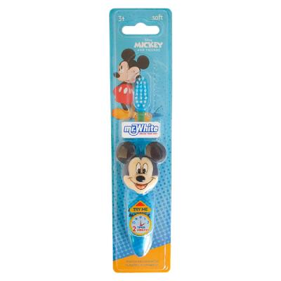 Disney Mickey Mouse Flashing Toothbrush for Kids with 2 Minute Flashing Light, Soft Rounded Bristles, and Comfortable Handle Grip for Children Ages 3+