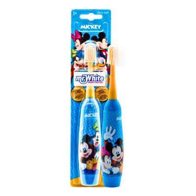 Disney Mickey Mouse Battery Powered Electric Toothbrush for Kids – Soft Rounded Bristles, Enhanced Vibration, Protection Cap & Battery Included | Gentle & Fun Oral Care for Children Ages 4+
