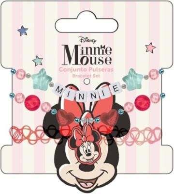 Disney Minnie Mouse Kids Bracelet Gift Set – 3 Cute & Stylish Bracelets for Girls – Charm, Engraved & Stretchy Elastic Bracelets – Jewellery Gift for Birthdays, Holidays & Everyday Wear