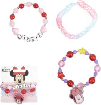 Disney Minnie Mouse Kids Bracelet Gift Set – 3 Cute & Stylish Bracelets for Girls – Charm, Engraved & Stretchy Elastic Bracelets – Cute Jewellery Gift for Birthdays, Holidays & Everyday Wear