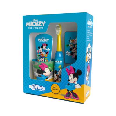 Disney Minnie Mouse Kids Oral Care Gift Set – Electric Toothbrush, Mint Toothpaste, Multi-Purpose Beaker and Luggage Tag – Ages 4+