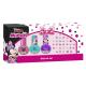 Minnie Mouse Nail Art Set for Girls – Disney Nail Kit with 3 Kids Safe Polishes (Pink, Purple, Blue) & Fun Nail Stickers