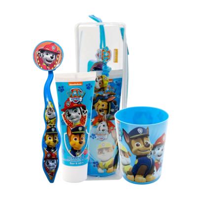 Paw Patrol Kids Toothbrush Set - Soft-Bristle Toothbrush with Protective Cap, Strawberry-Flavoured Toothpaste, and Multi-Purpose Beaker | Travel-Friendly Oral Care Kit for Children Ages 3+